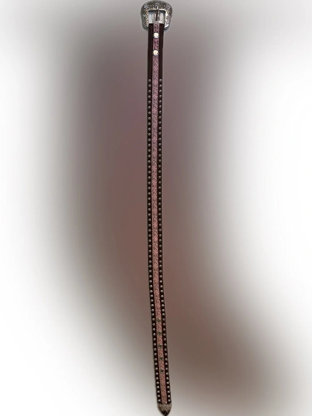 Ariat Kids Pink Studded Western-Style Belt with Decorative Silver Buckle